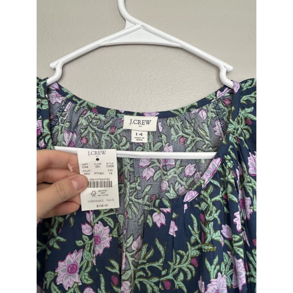 J. Crew Puff Sleeve drop waist belted Floral midi Kentucky derby dress14 NWT - Picture 8 of 8